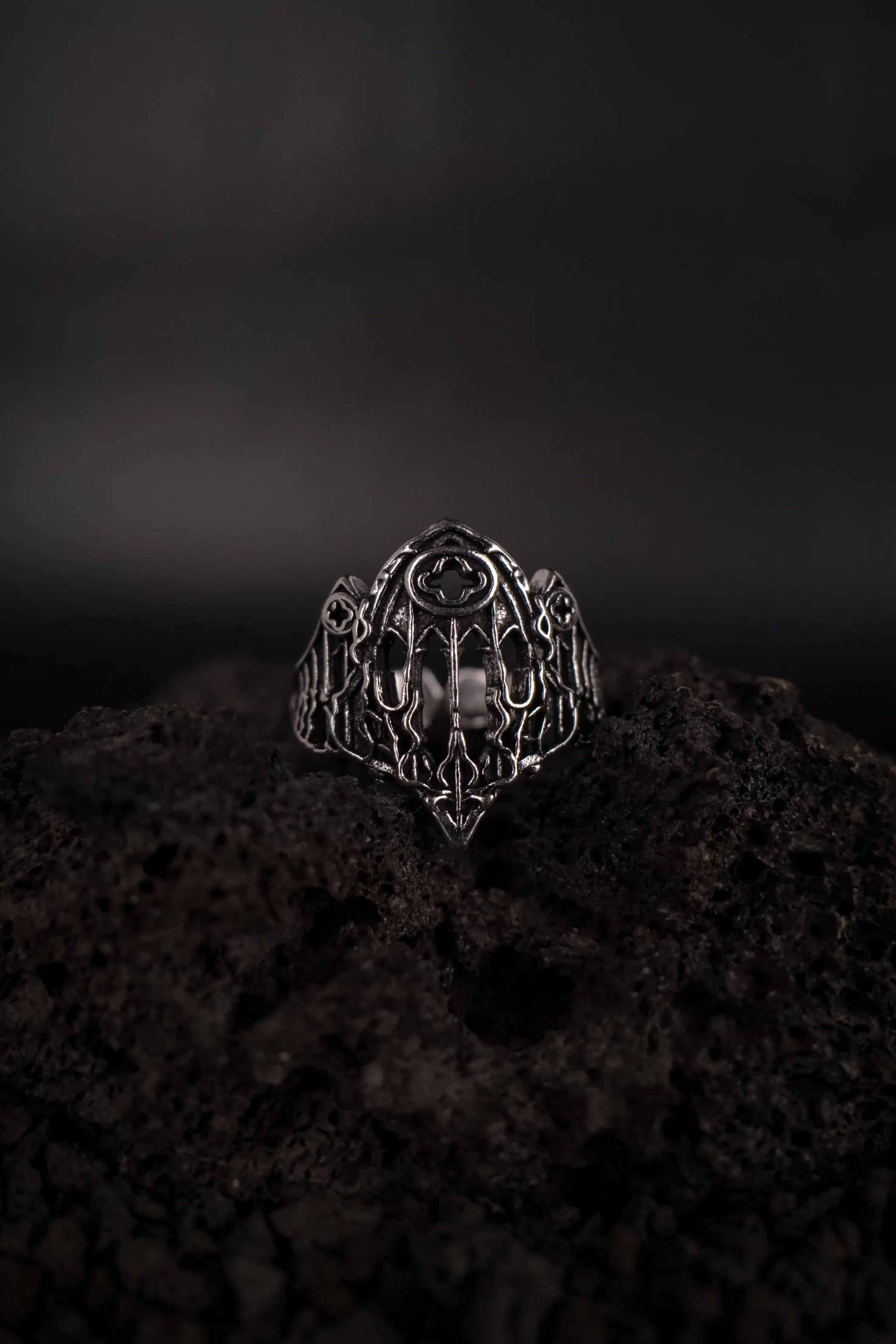 Bague cathédrale gothique en acier inoxydable mixte. et réglable pour convenir à tout. le monde. 