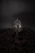 Bague gothique inspiration mystique réglable en acier inoxydable, bague enchantée