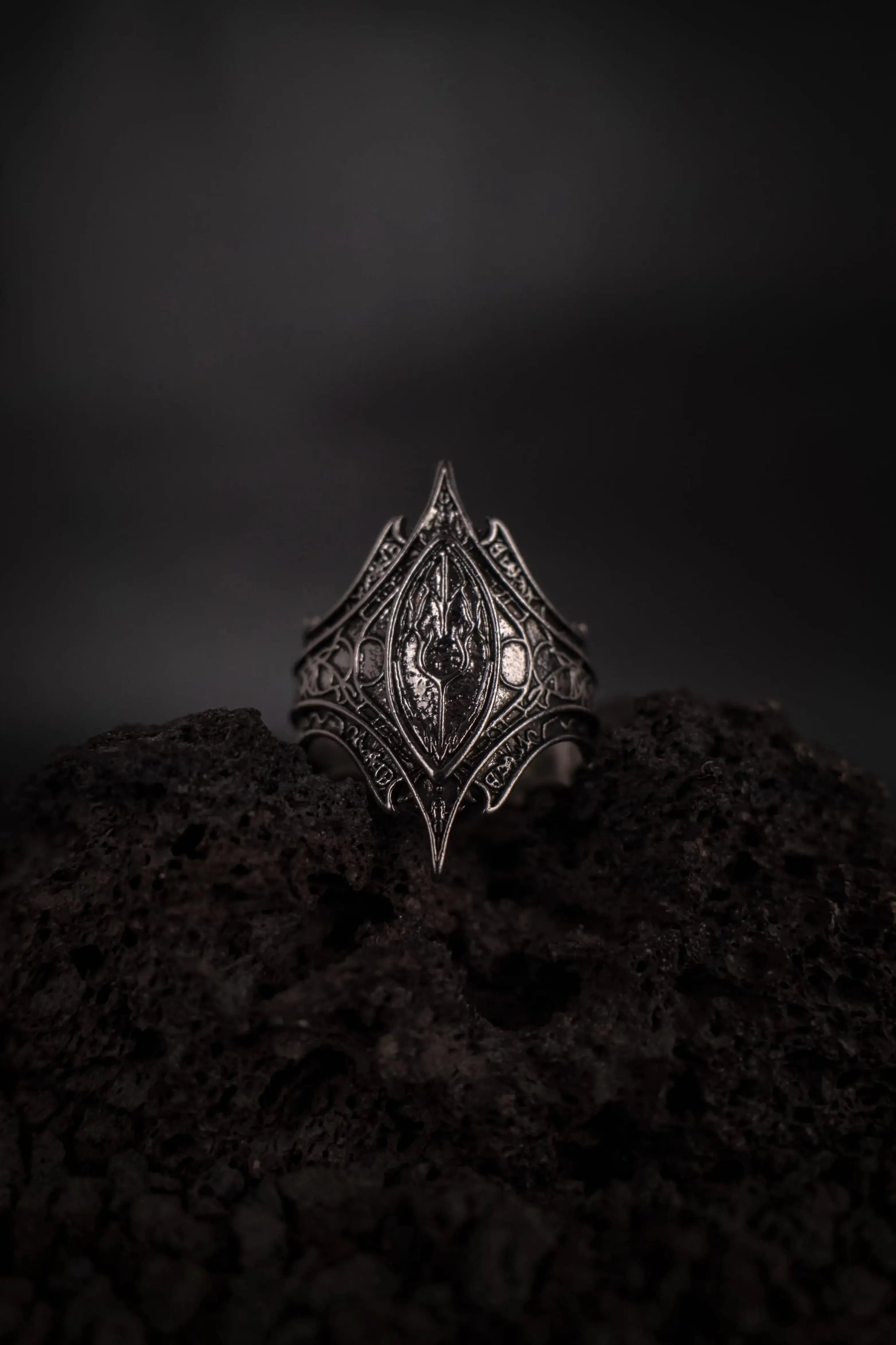 Bague gothique inspiration mystique réglable en acier inoxydable, bague enchantée