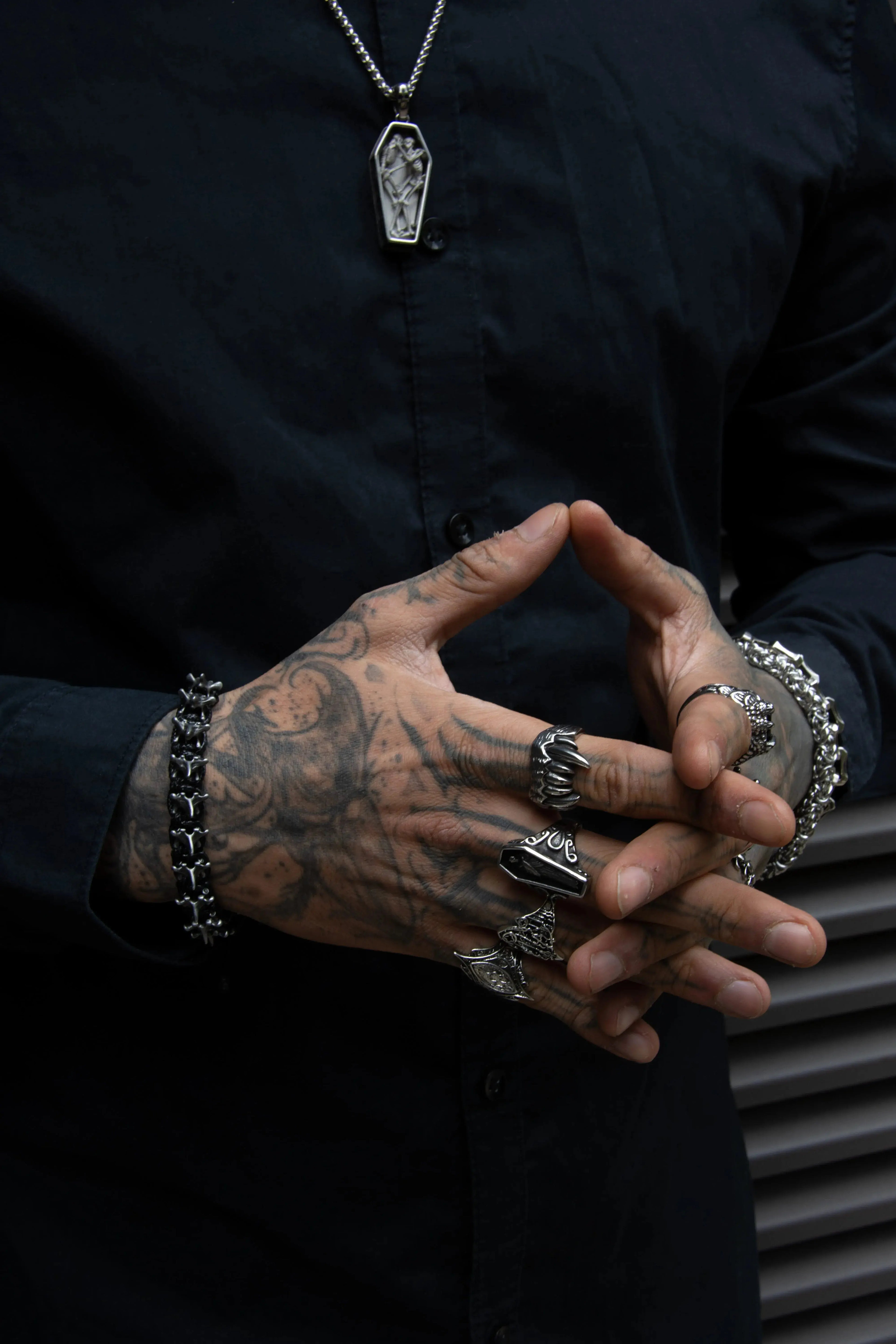 Ensemble de bijoux goth, rock, punk, métal, en acier inoxydable et mixte