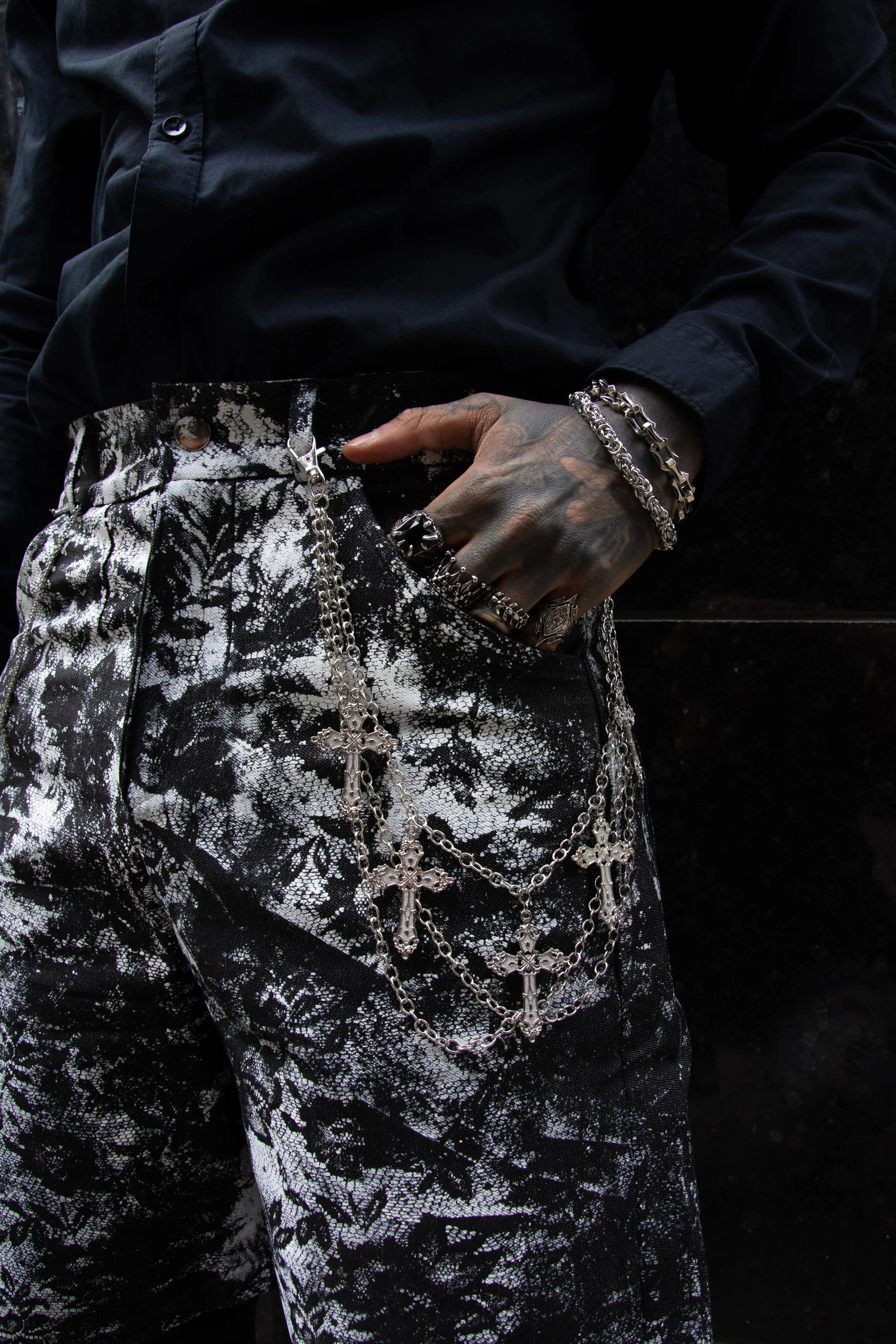 chaine de pantalon, chaîne de pantalon gothique, chaîne de pantalon acier inoxydable, chaîne punk / rock / biker
